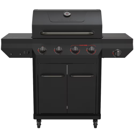Nexgrill 4-Burner Dual Fuel Gas Grill in Black with Side and Power Zone Burners