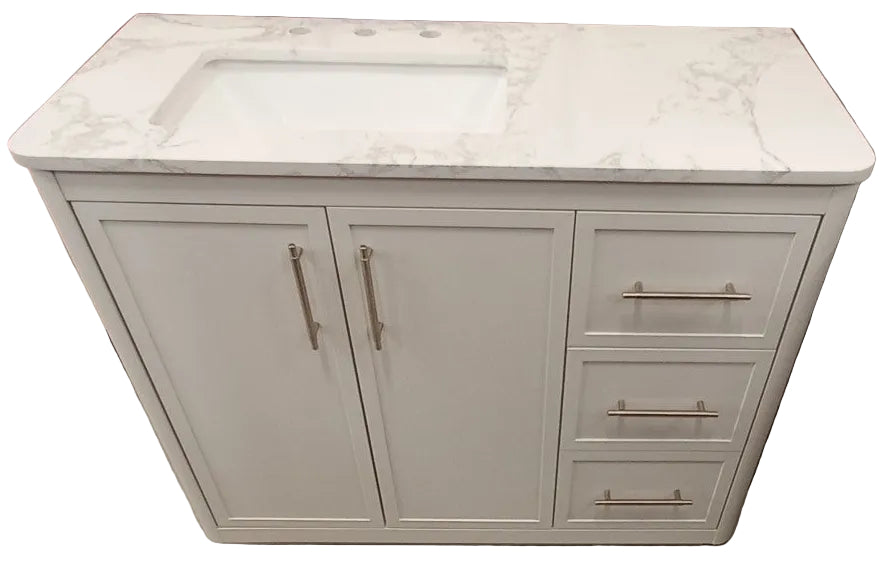 Home Decorators Collection Faraday 42-inch W x 19-inch D White Wood Single Undermount Sink Bathroom Vanity with White Cultured Marble Countertop