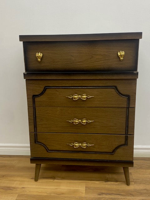 Mid‑Century Espresso‑Walnut Highboy Dresser