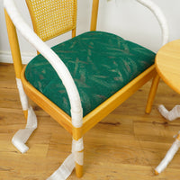Bentwood Cannage Armchair & Round Coffee Table Set in Green & Oak