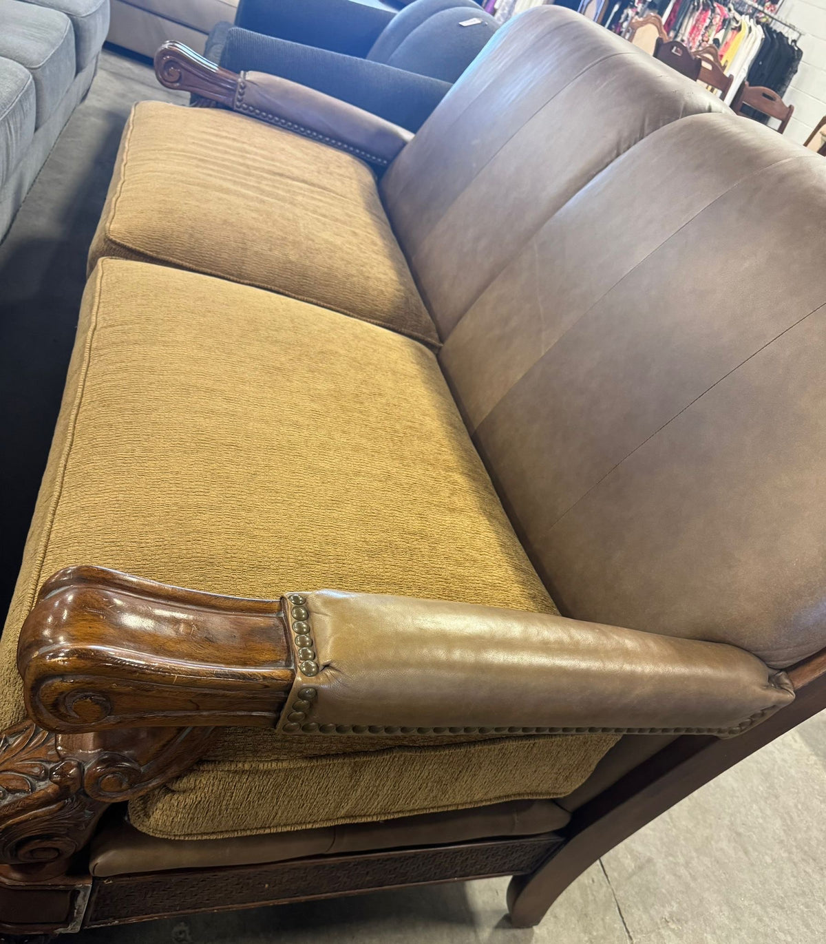 Two-tone upholstery 2 seater sofa