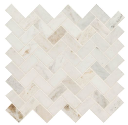 Bianco Calido Herringbone 11.63-inch x 11.63-inch x 6 mm Honed Marble Mesh-Mounted Mosaic Tile