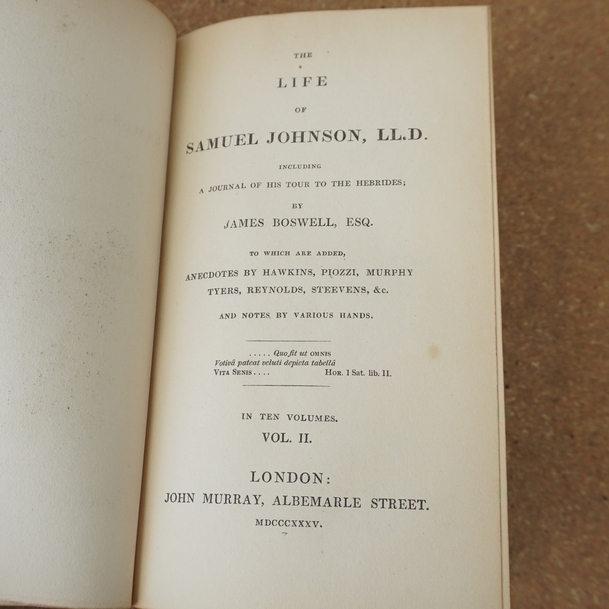 Boswell's Life of Johnson by James Boswell Vol 2 1835