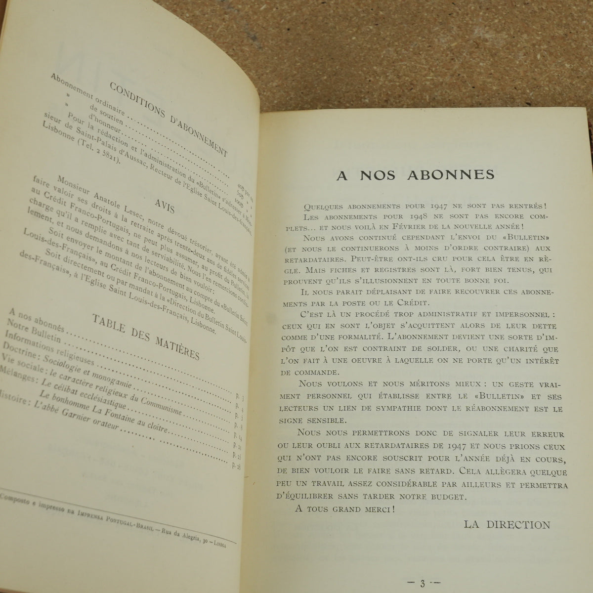 Bulletin Saint Louis Des Francais - Jan 1948 No 1