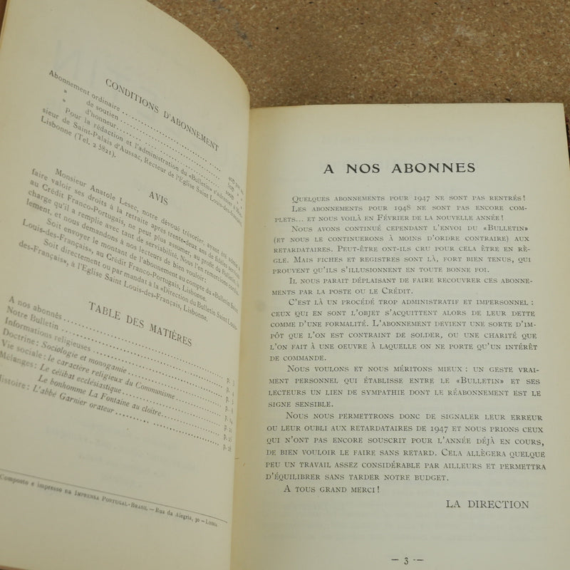 Bulletin Saint Louis Des Francais - Jan 1948 No 1
