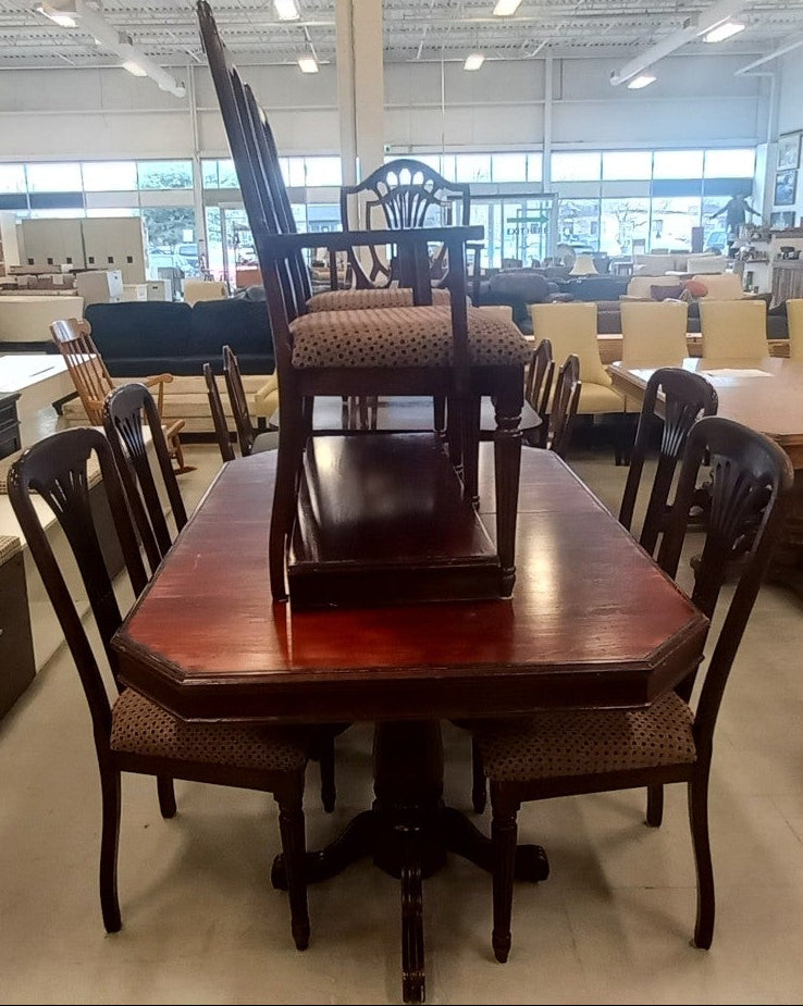 Burgundy Dining Set with Six Chairs
