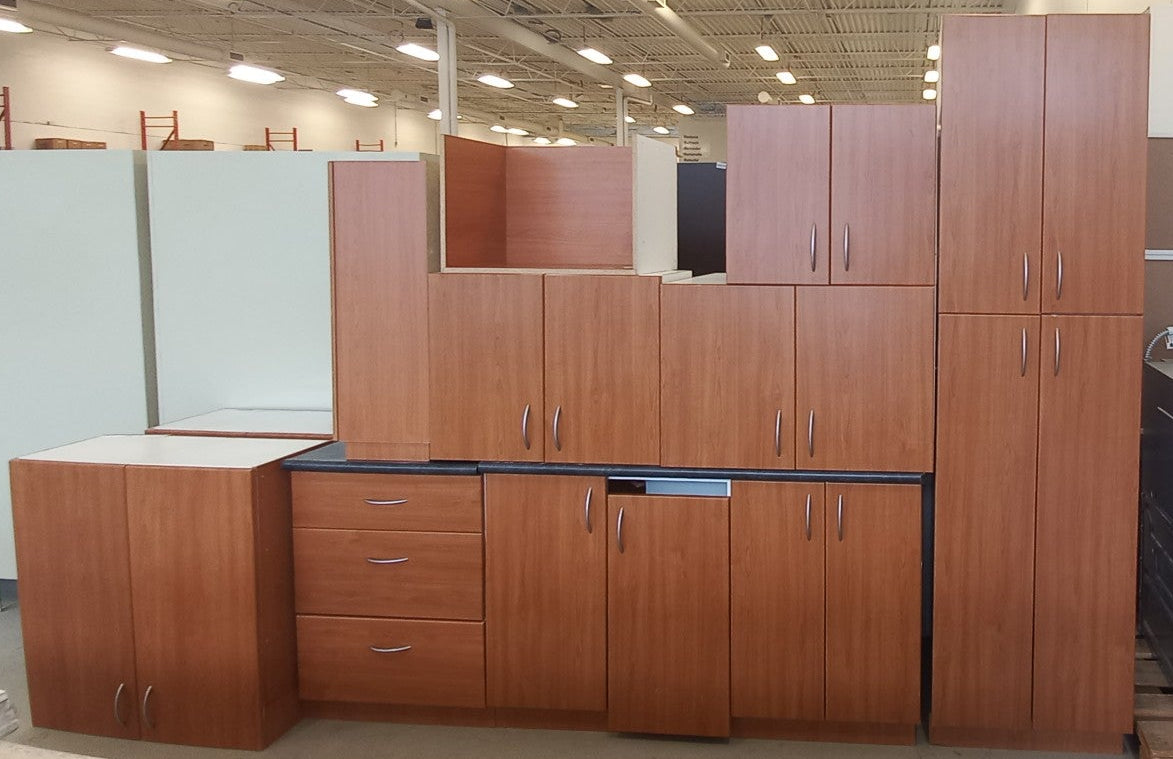 9 Cabinet Set Brown Kitchen