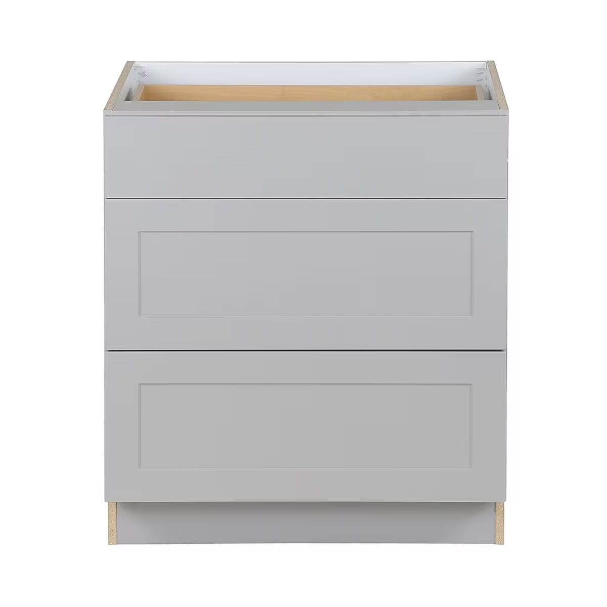 30-inch 3-Drawer Shaker Style Assembled Kitchen Base Cabinet in Grey