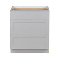 30-inch 3-Drawer Shaker Style Assembled Kitchen Base Cabinet in Grey