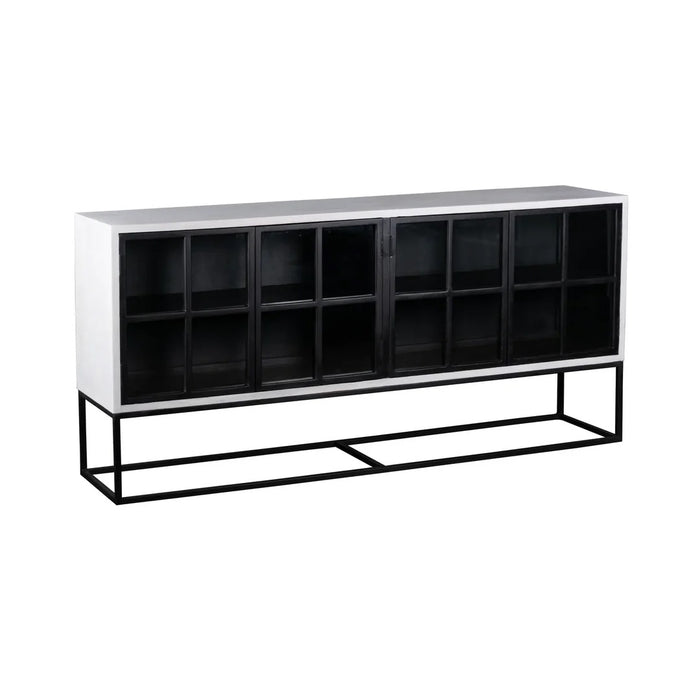 78-inch Caged Solid Wood Sideboard in Black & White
