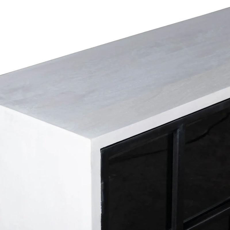 78-inch Caged Solid Wood Sideboard in Black & White