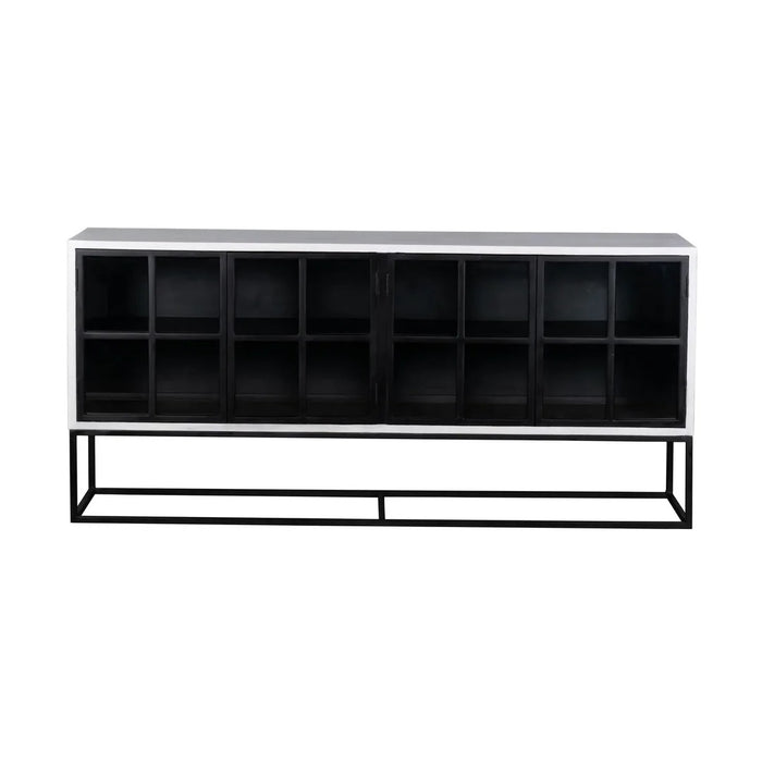 78-inch Caged Solid Wood Sideboard in Black & White