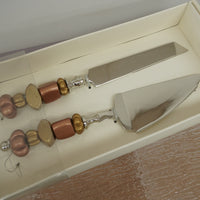 Cake Server 2-Pcs Set w/ Beads Handle in Bronze