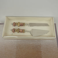 Cake Server 2-Pcs Set w/ Beads Handle in Bronze