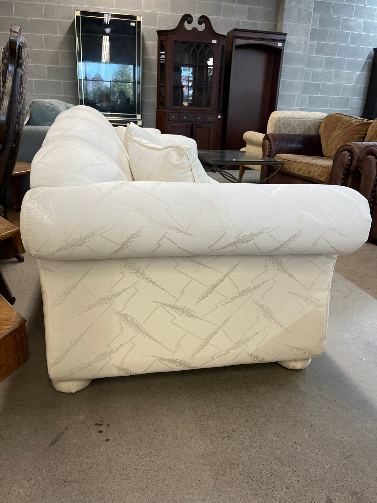 90" Off-White Satin Sofa