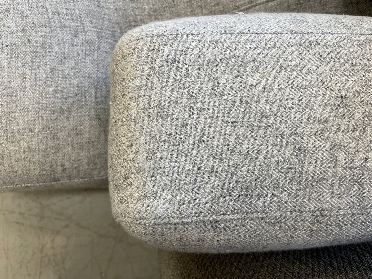 Low Sofa-Chaise with Mottled Gray Fabric Cover