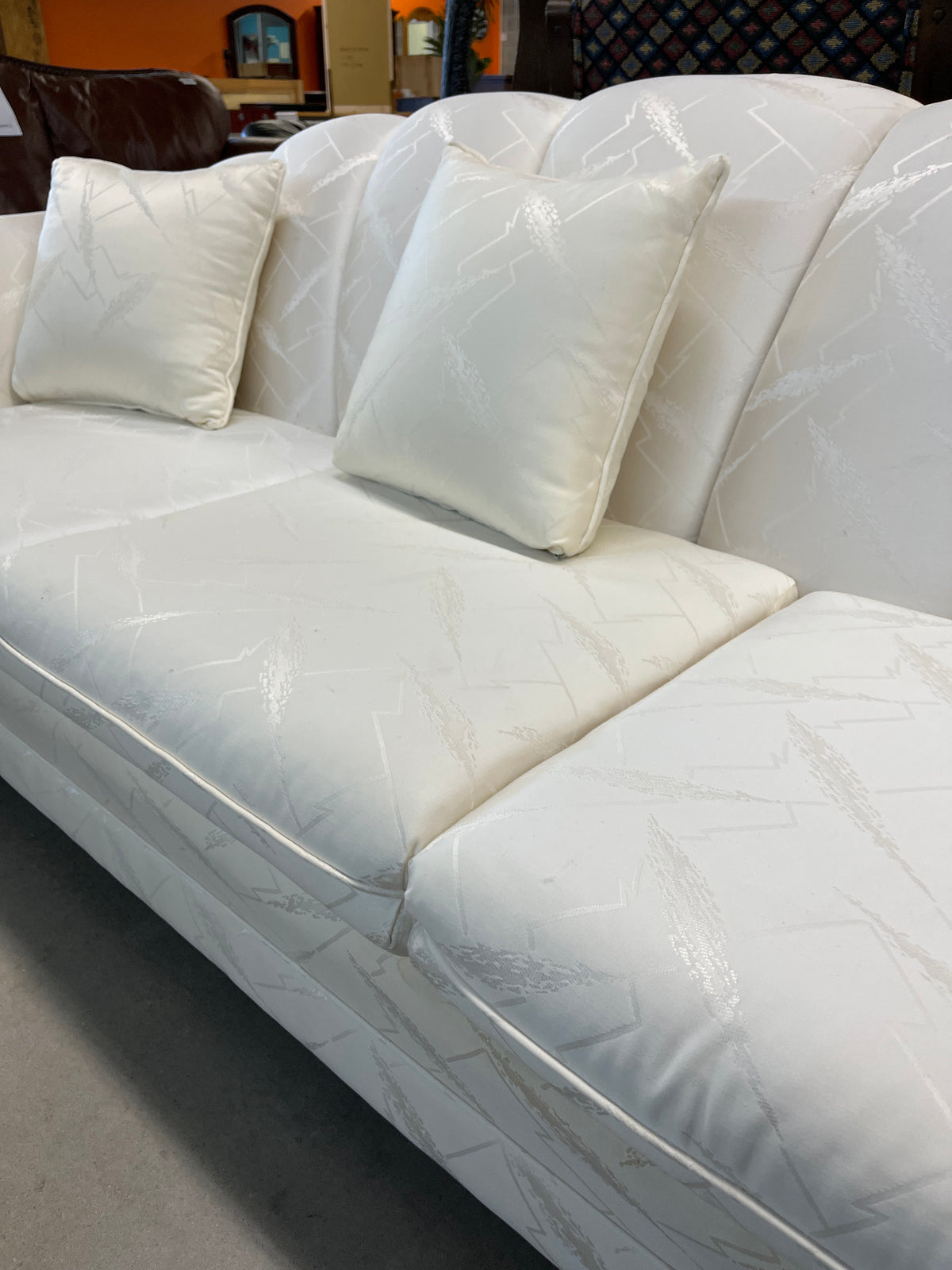 90" Off-White Satin Sofa