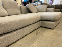Low Sofa-Chaise with Mottled Gray Fabric Cover