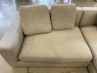 Low Sofa-Chaise with Mottled Gray Fabric Cover