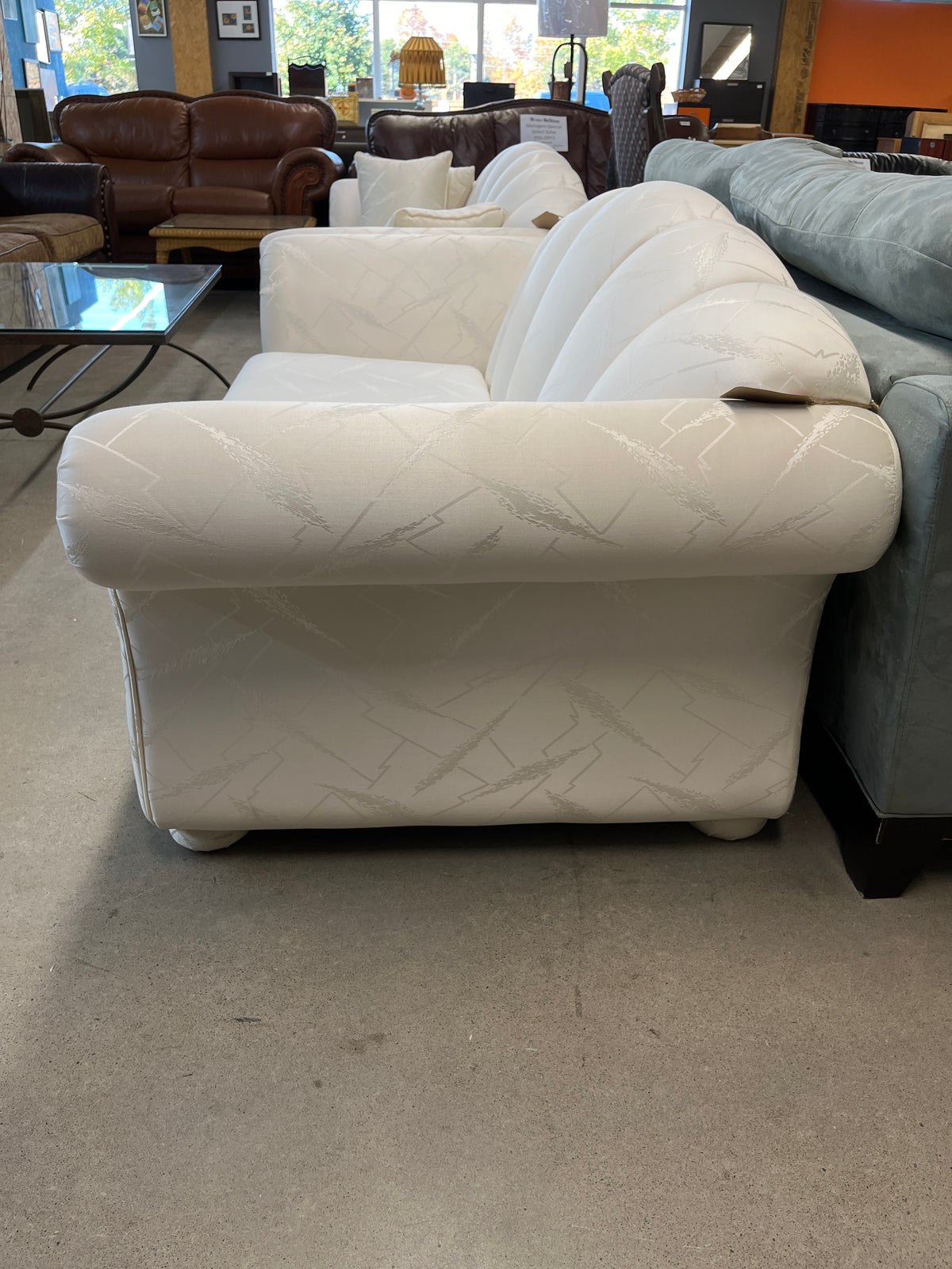 70" Off-White Satin Loveseat Sofa