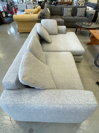 Low Sofa-Chaise with Mottled Gray Fabric Cover