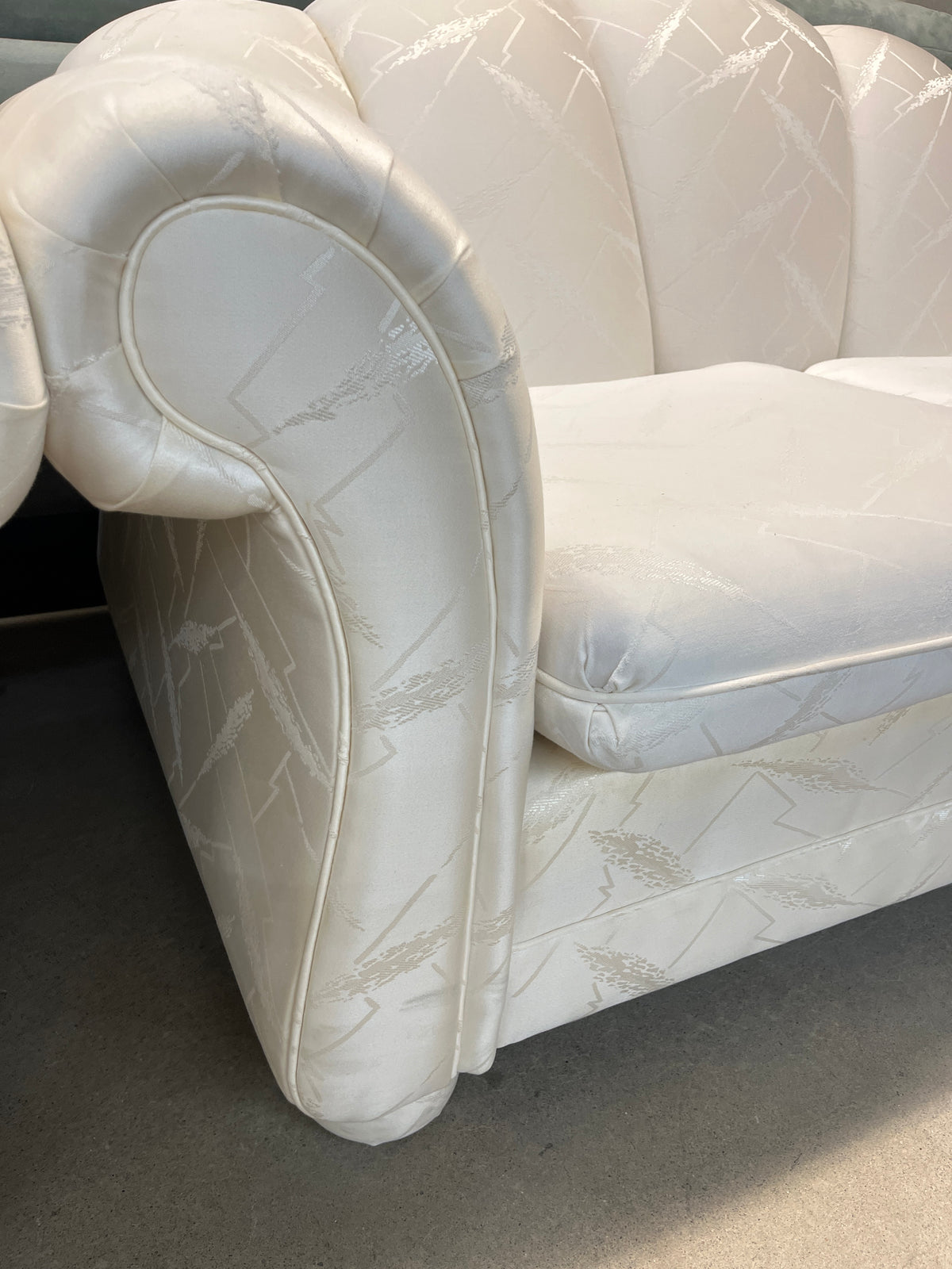 70" Off-White Satin Loveseat Sofa
