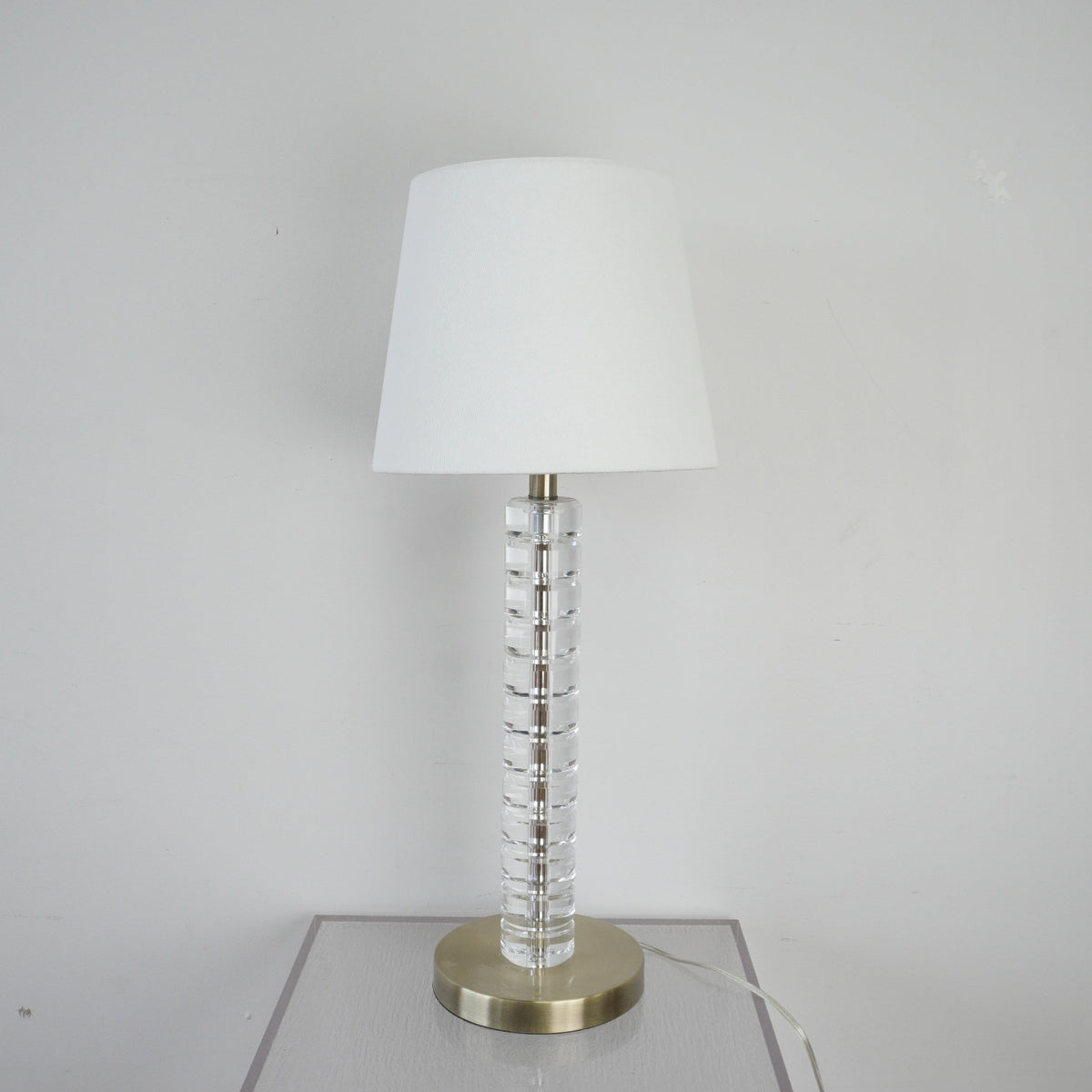 Carmen 19-inch H Table Lamp in Crystal & Brass Base