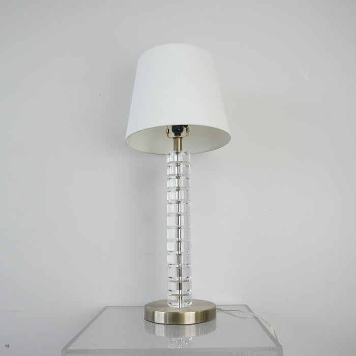 Carmen 19-inch H Table Lamp in Crystal & Brass Base