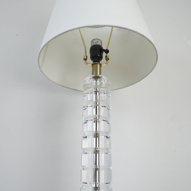 Carmen 19-inch H Table Lamp in Crystal & Brass Base