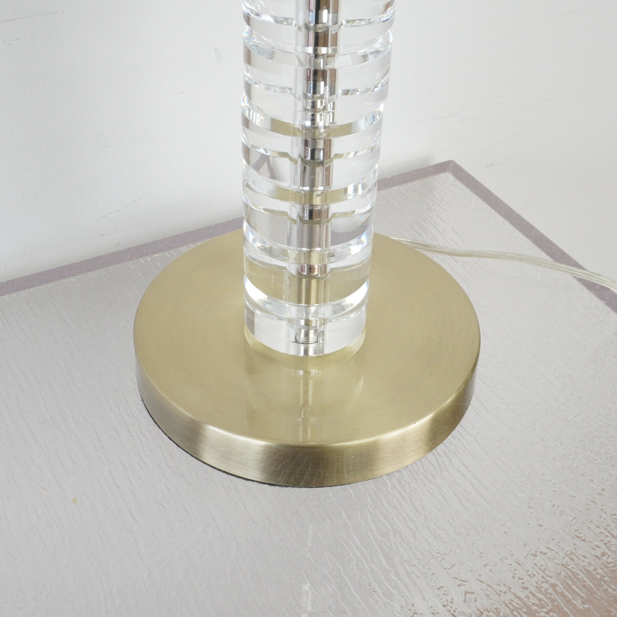 Carmen 19-inch H Table Lamp in Crystal & Brass Base