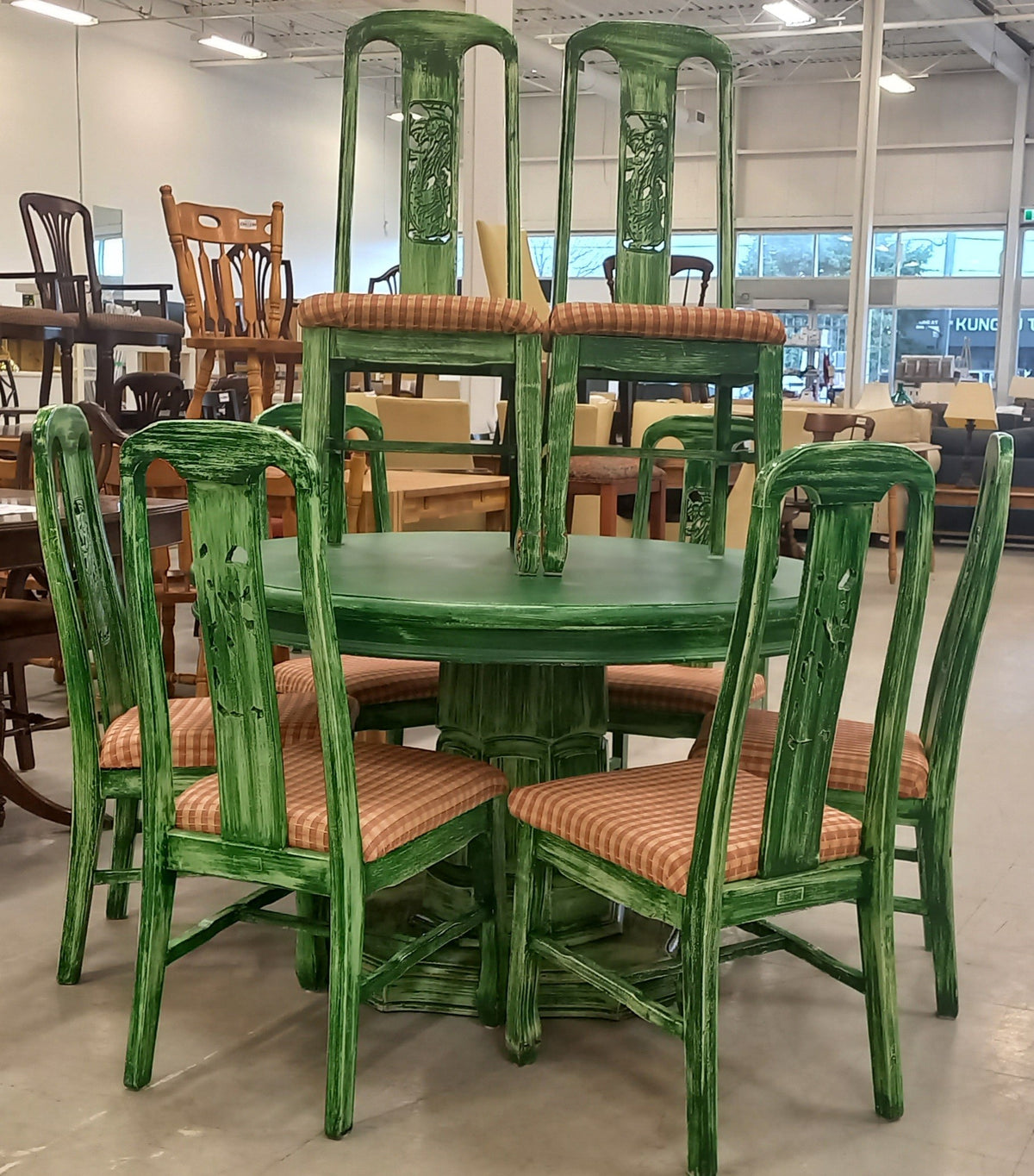 Rustic Farmhouse-Style Dining Set with 8 Chairs