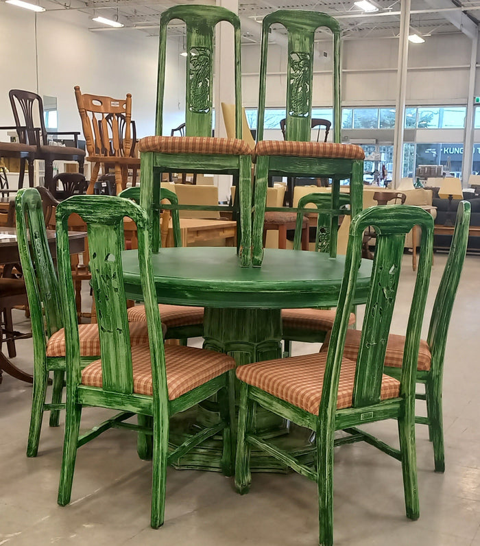 Rustic Farmhouse-Style Dining Set with 8 Chairs