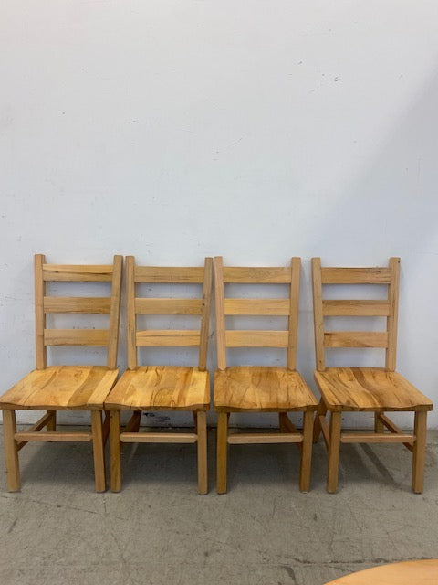 Rustic Round Pedestal Dining Table with Four Chairs