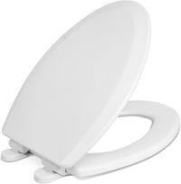 Centoco Elongated Wooden Toilet Seat with Safety Close - White