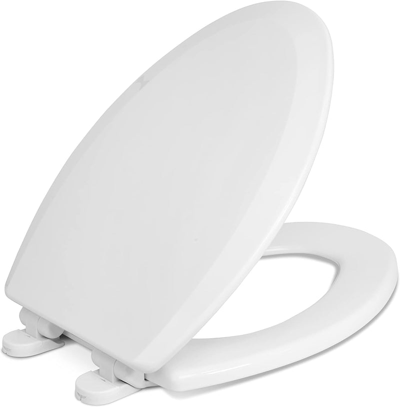 Centoco Elongated Wooden Toilet Seat with Safety Close - White