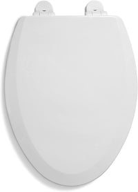 Centoco Elongated Wooden Toilet Seat with Safety Close - White