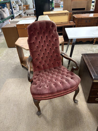 27-Inch W Vintage Velvet Accent Chair – Tufted Upholstery, Wooden Frame