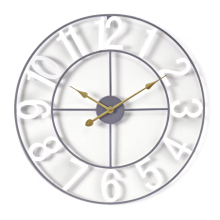 Sorbus 24 inch White Decorative Numeral Wall Clock with Gold Details