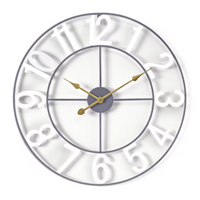 Sorbus 24 inch White Decorative Numeral Wall Clock with Gold Details