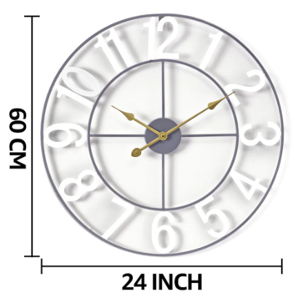 Sorbus 24 inch White Decorative Numeral Wall Clock with Gold Details