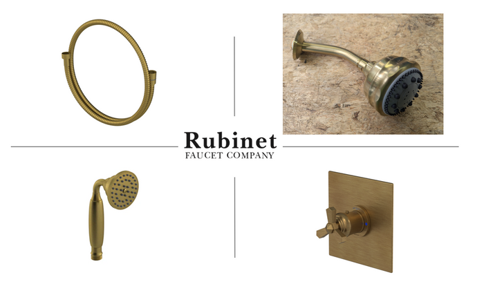 RUBINET Faucet Company Shower Head/Hand Spray/Flexhose/Trim Temperature Natural Brass Colour