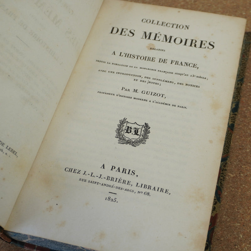 Collection des Mémoires Relatifs A l'Histoire de France by Francois Guizot 1825