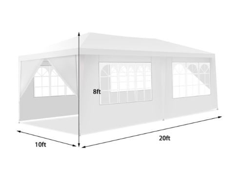 COSTWAY 10ft x 20ft Rectangular White Standard Canopy with Carry Bag
