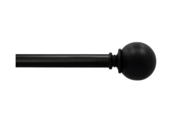 36" to 66" Telescoping  Curtain Rod Matte Black Finish with Decorative Sphere Finials