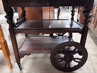 Antique Wooden Drop-Leaf Tea Cart