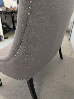 Sofa - Mid-gray 2-seater with button back and silver side rivets