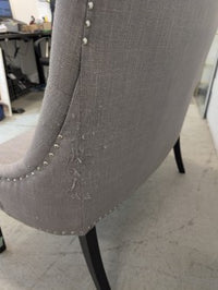 Sofa - Mid-gray 2-seater with button back and silver side rivets