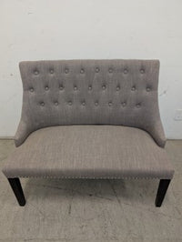 Sofa - Mid-gray 2-seater with button back and silver side rivets