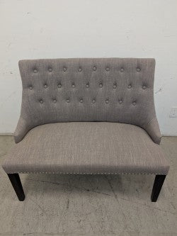 Sofa - Mid-gray 2-seater with button back and silver side rivets