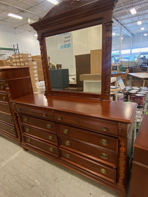 Traditional Wooden Dresser with Mirror